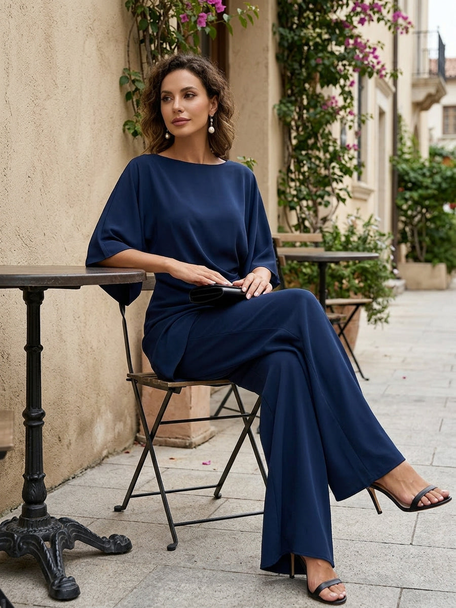 Gabriella | Completo Blusa Drappeggiata e Pantaloni Ampi