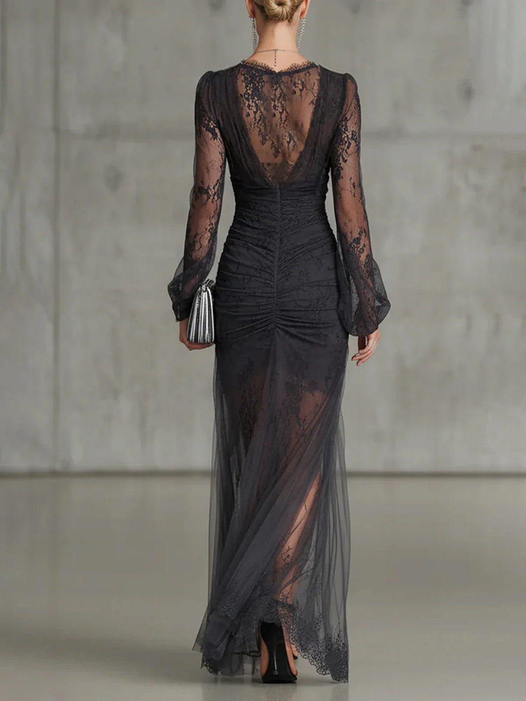 Sophia | Elegant Lace Ruffle Maxi Dress