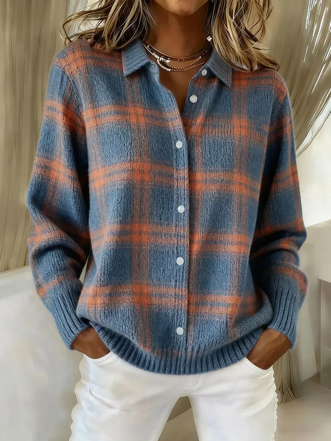 Anna | Cardigan in maglia scozzese
