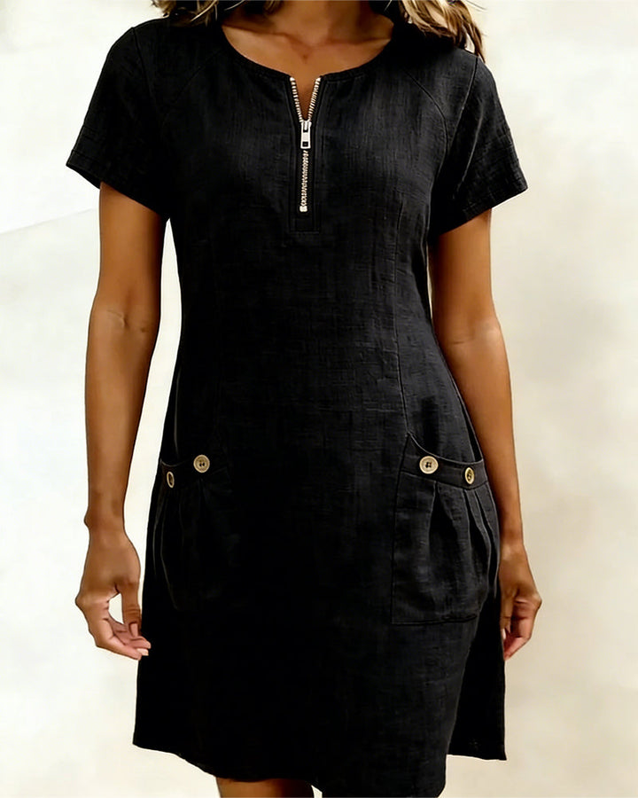 The Amelia | Cotton Zip Pocket Dress