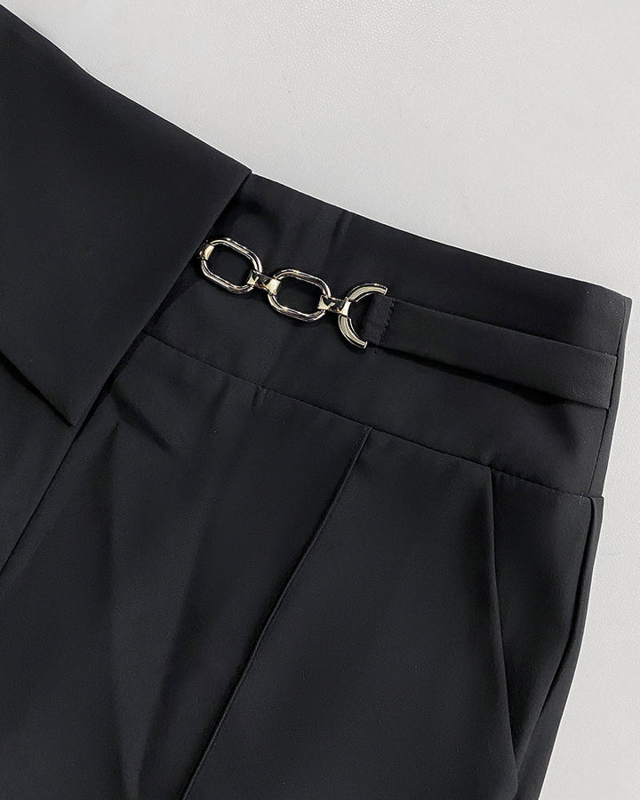 2 Pieces Outfit Floral Print Round Neck Bell Sleeve Satin Top and High Waist Wide Leg Work Pants Set