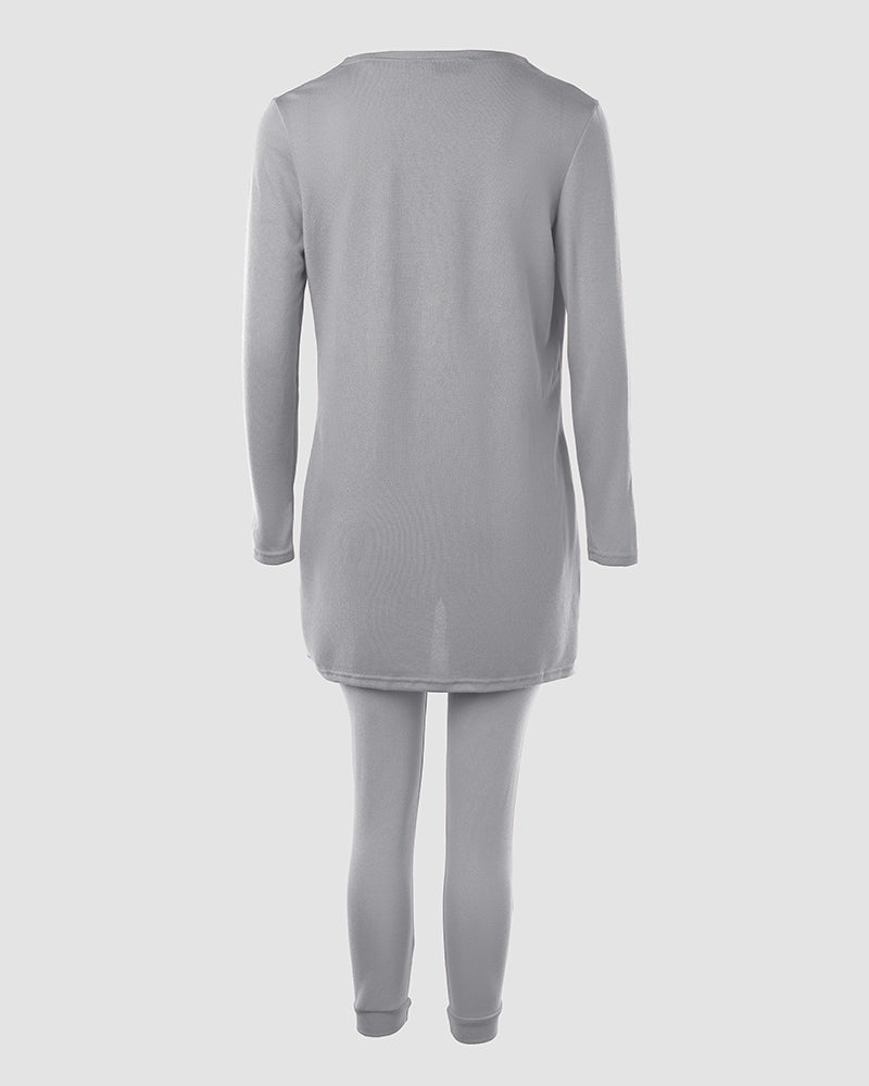 3 Piece Lounge Set Crewneck Sleeveless Tank Top Long Sleeve Open Front Coat Pants Sweatsuit