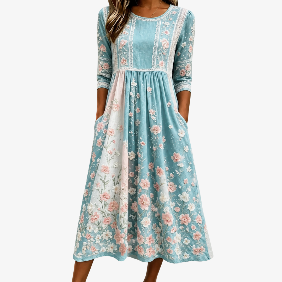 Abito midi patchwork Spring Blossom