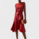 Rosalind | Draped Asymmetric Midi Dress