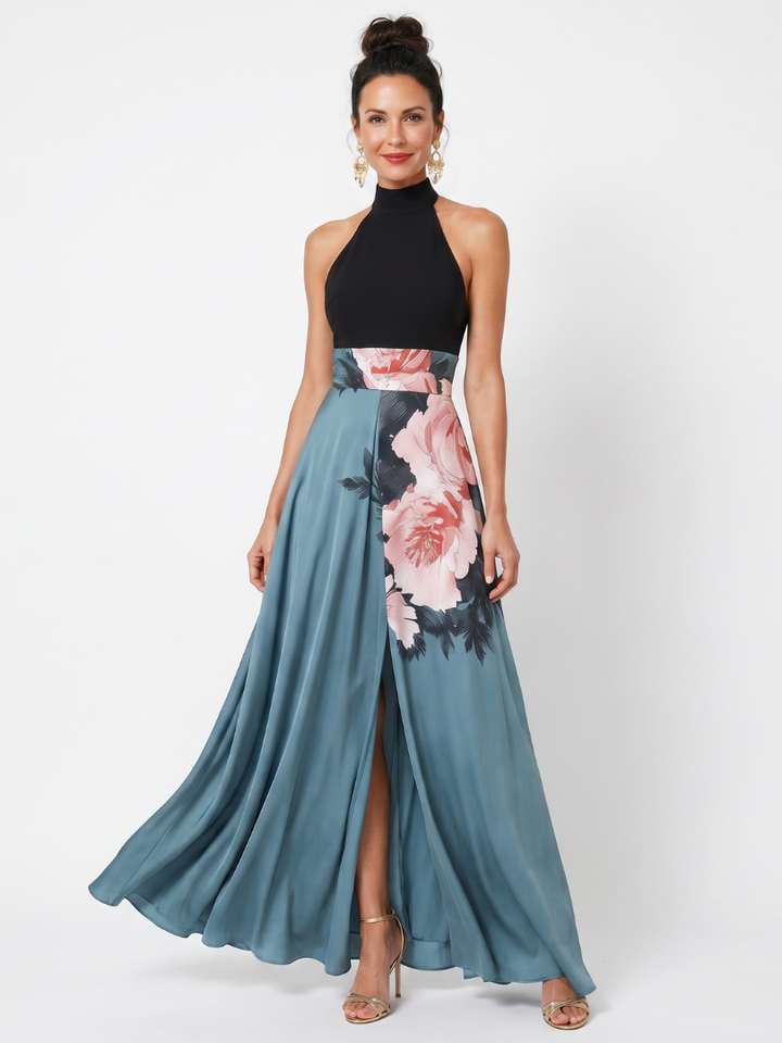 Nicoletta | Floral Halter Maxi Dress