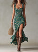 Shirley | Boho Retro Ruffled Sleeve High Slit Maxi Dress