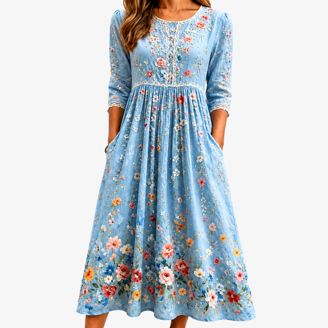 Abito midi Sky Blossom Garden