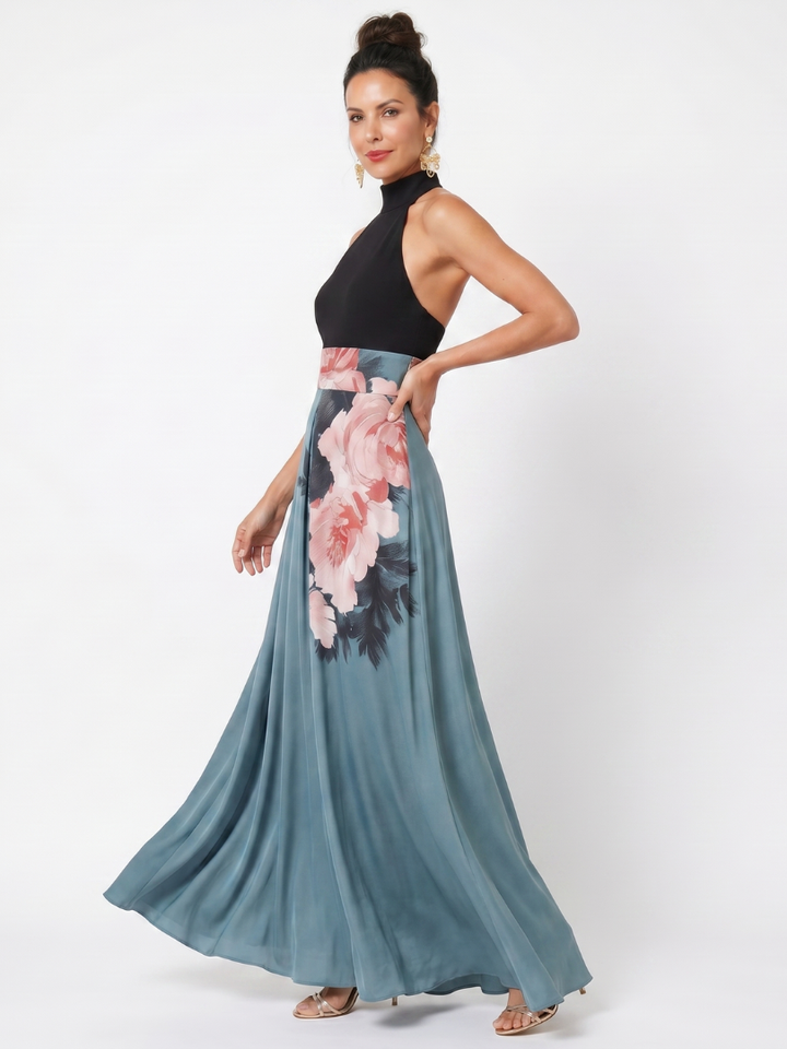 Nicoletta | Floral Halter Maxi Dress