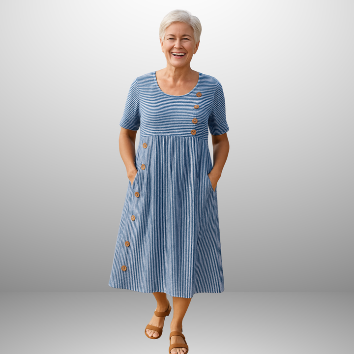 Brienne | Striped Midi Dress – Effortless Comfort, Everyday Confidence