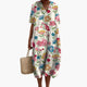 Shirley | Floral Cotton V Neck Short Sleeve Oversized Casual Midi Dress