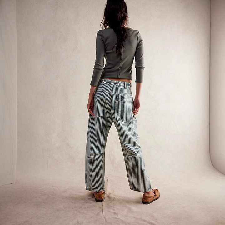 PERLAH™ – Chic Stripe Drawstring Wide-Leg Pants