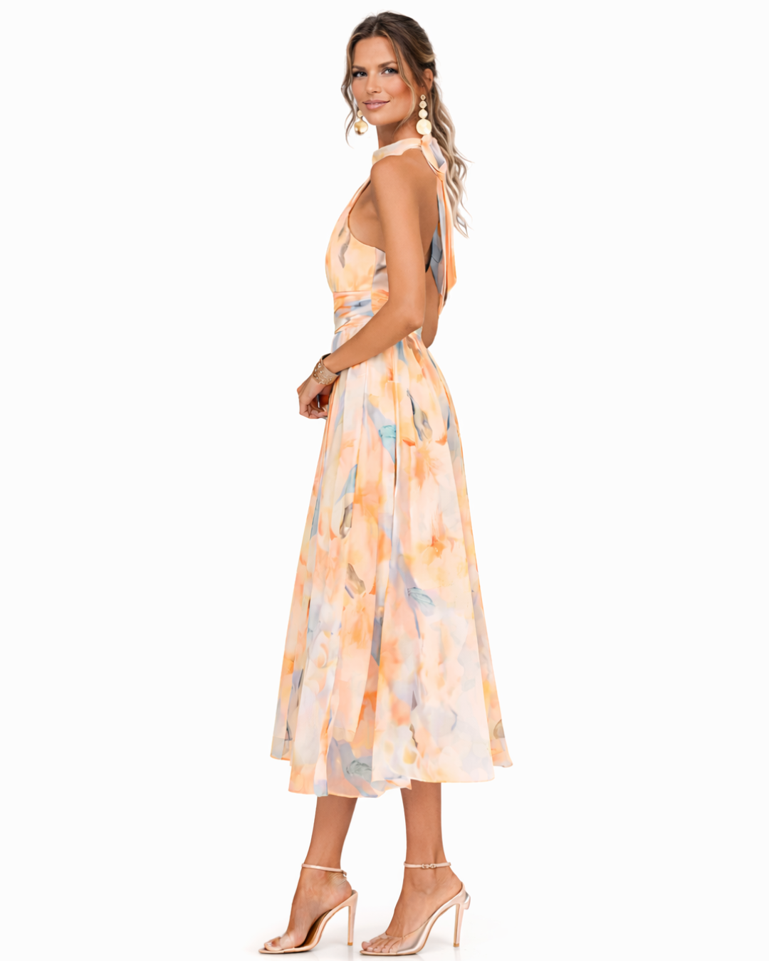 Aurora | Halter-Neck Dress with Watercolor Print