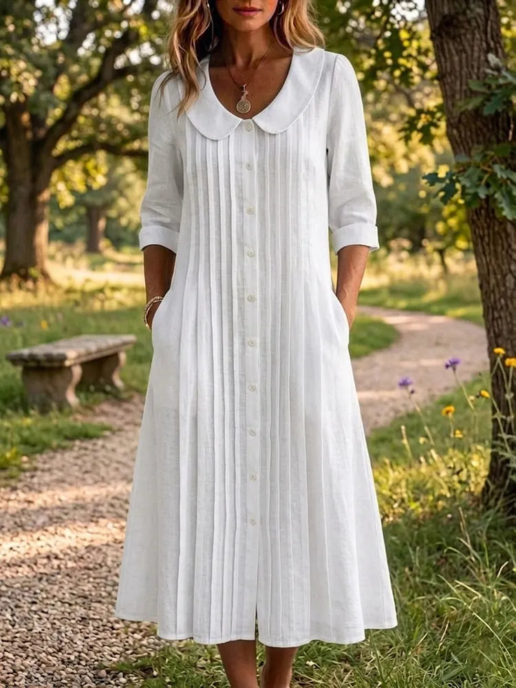 Eloise | Vintage Linen Midi Dress