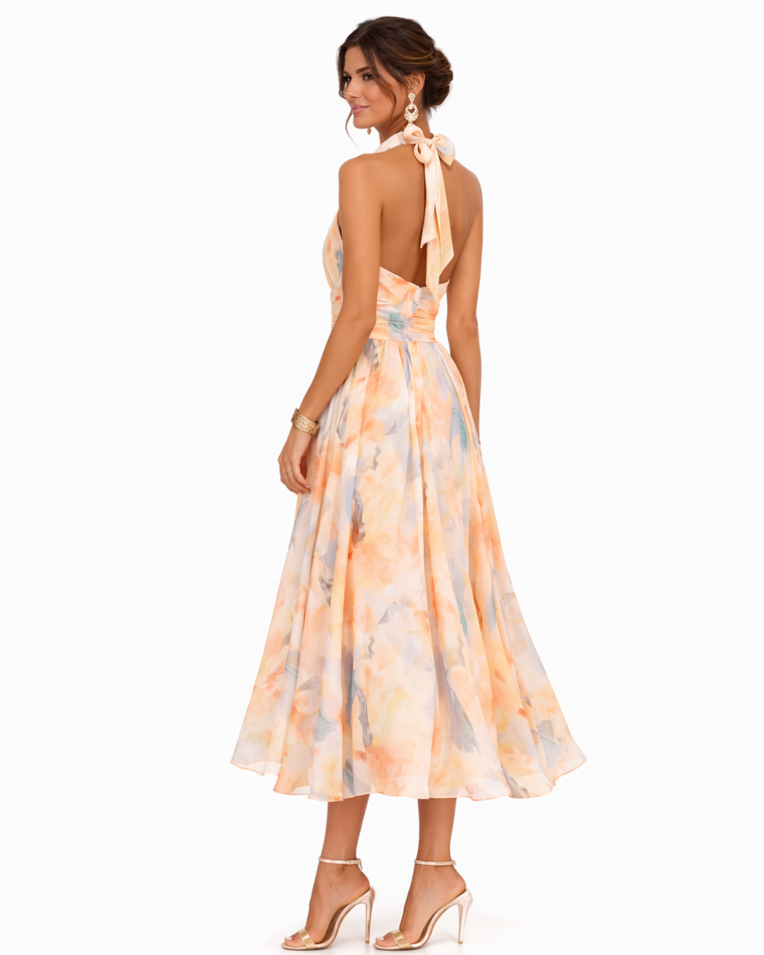 Aurora | Halter-Neck Dress with Watercolor Print