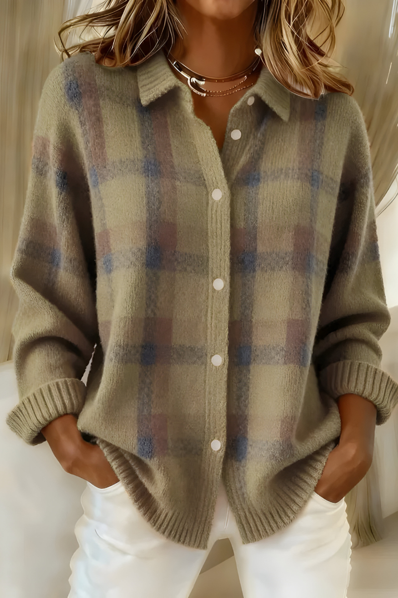 Plaid Knit Cardigan — view 2
