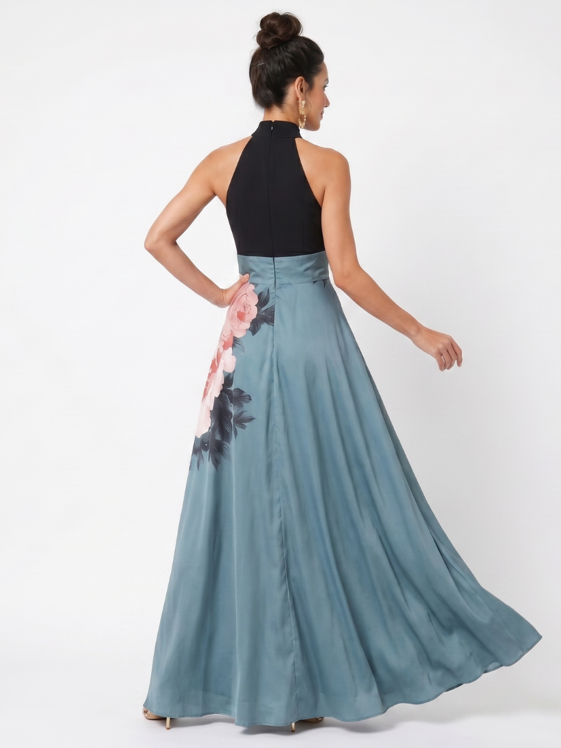 Nicoletta | Floral Halter Maxi Dress