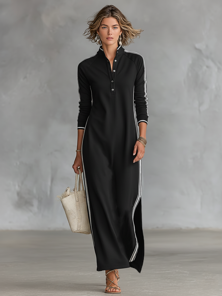 Nicoletta | Vestito Lungo Felpato con Colletto