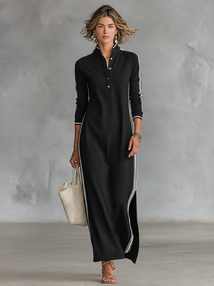 Nicoletta | Vestito Lungo Felpato con Colletto