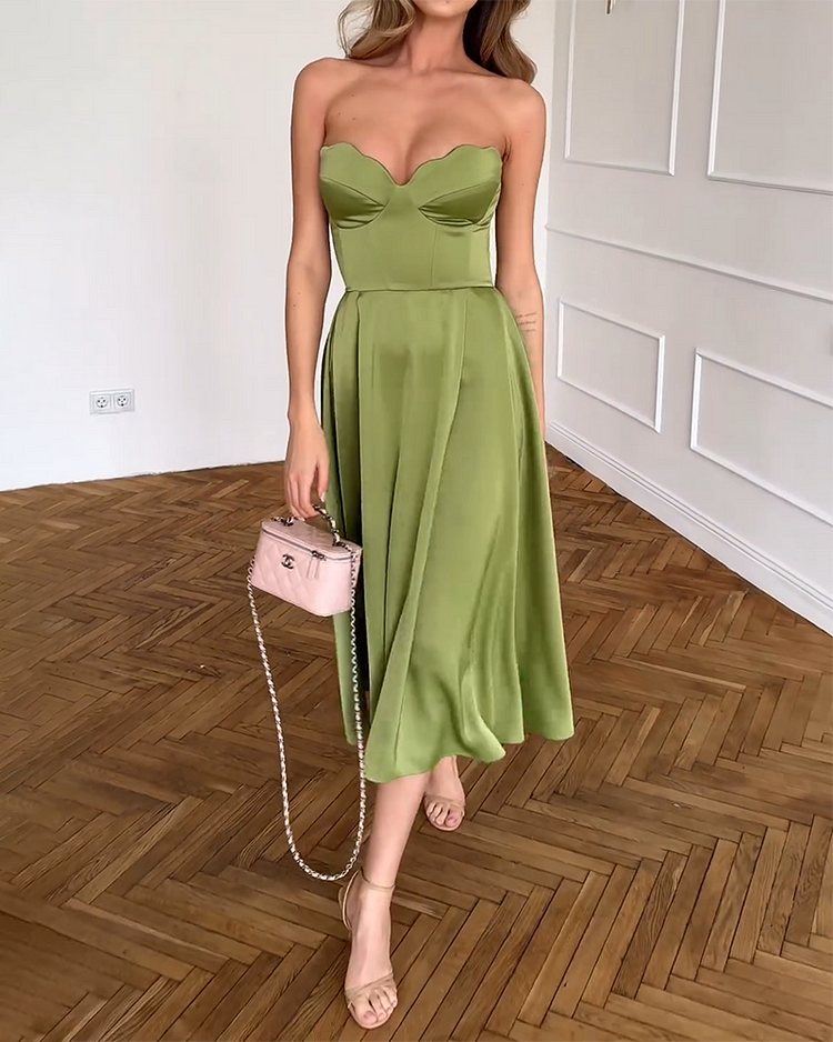 Liora | Vestito Midi Elegante Senza Spalline