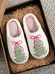 HOLLY™ - Christmas Bowknot Embroidered Plush Slippers with Tree Design