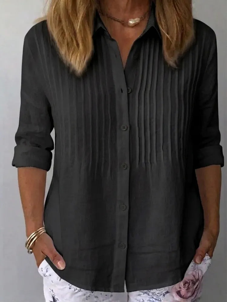 Margot | Elegant Linen Pleated Blouse