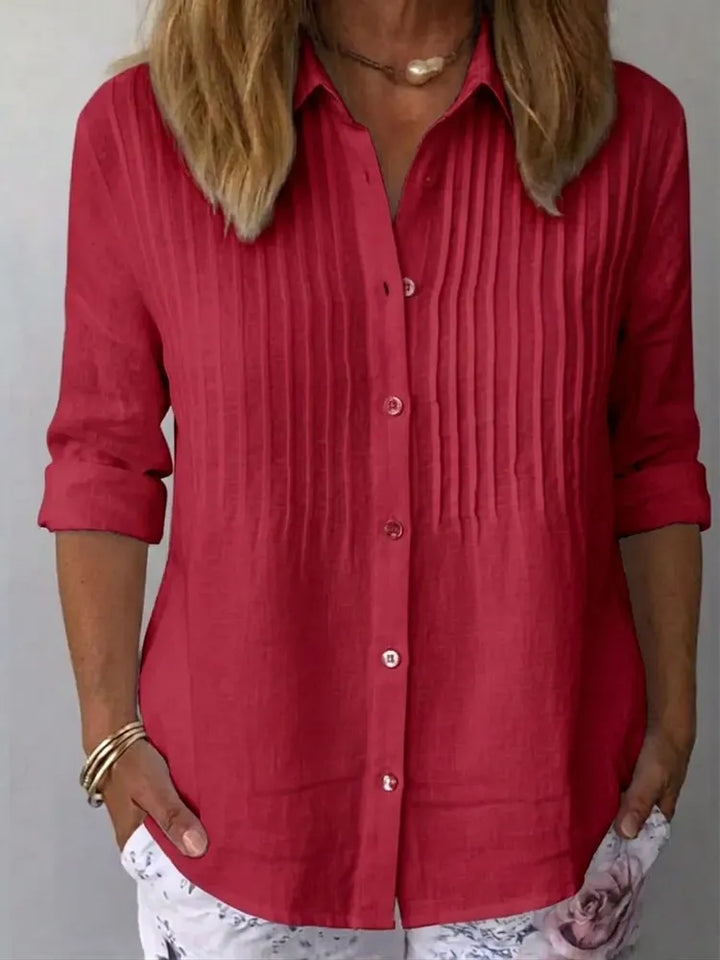 Margot | Elegant Linen Pleated Blouse