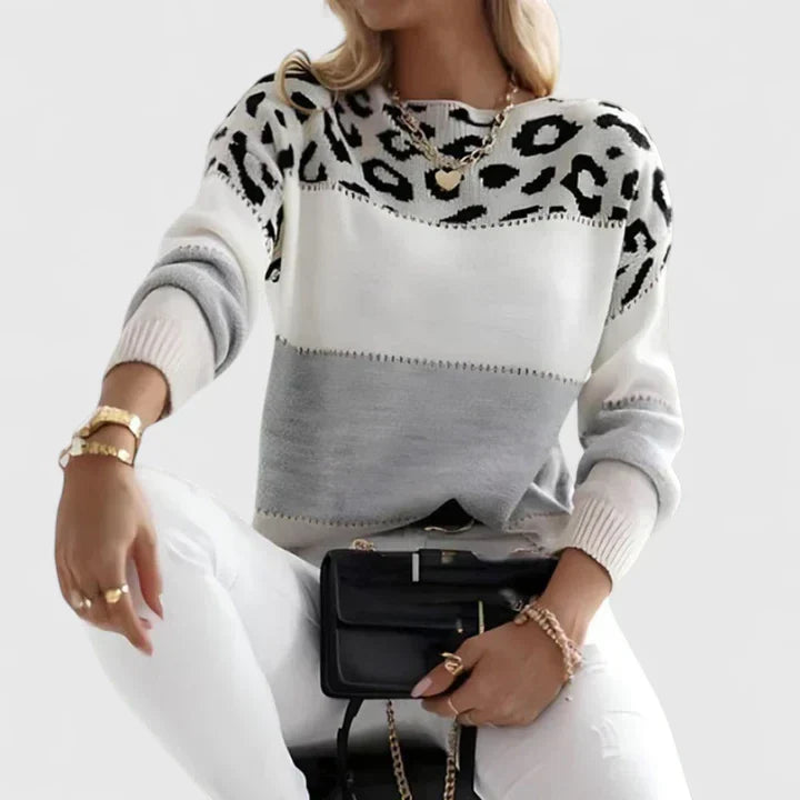 Marizelina | Maglione elegante con stampa leopardata
