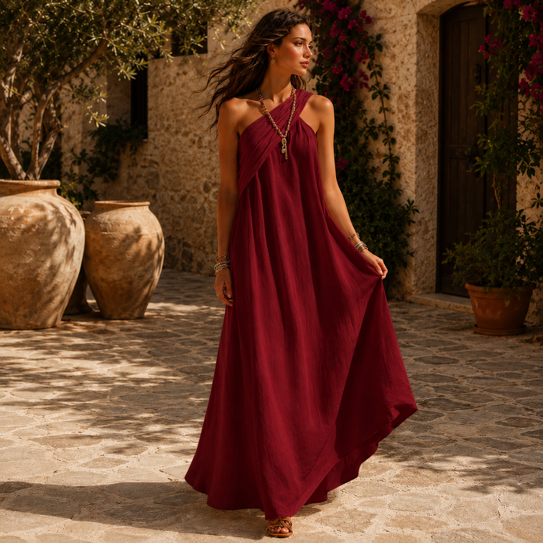 Vera | Vestito Lungo Incrociato Mediterraneo
