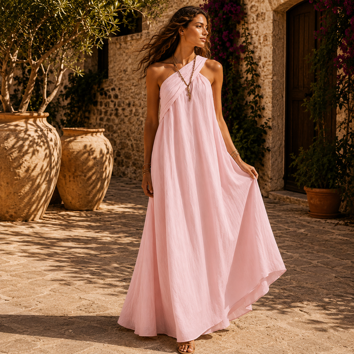 Vera | Vestito Lungo Incrociato Mediterraneo