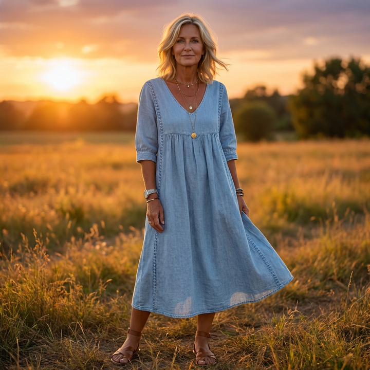 Casual Loose Fit Vintage Denim Dress
