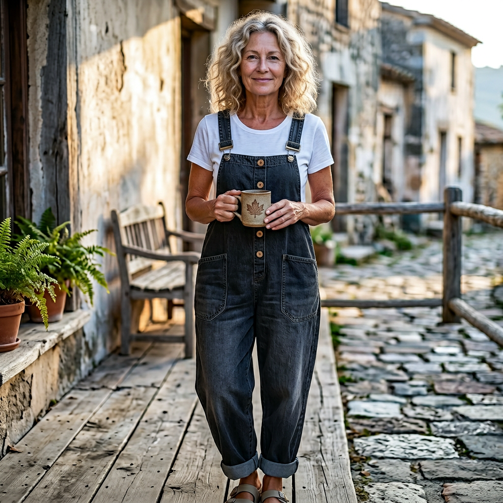 Women's Casual Denim Jumpsuit With Adjustable Buckle