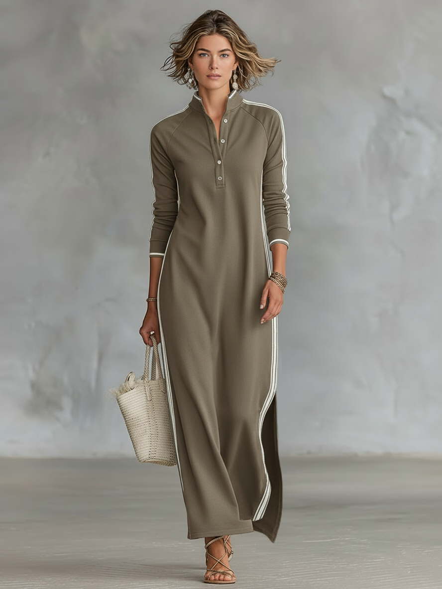 Nicoletta | Vestito Lungo Felpato con Colletto