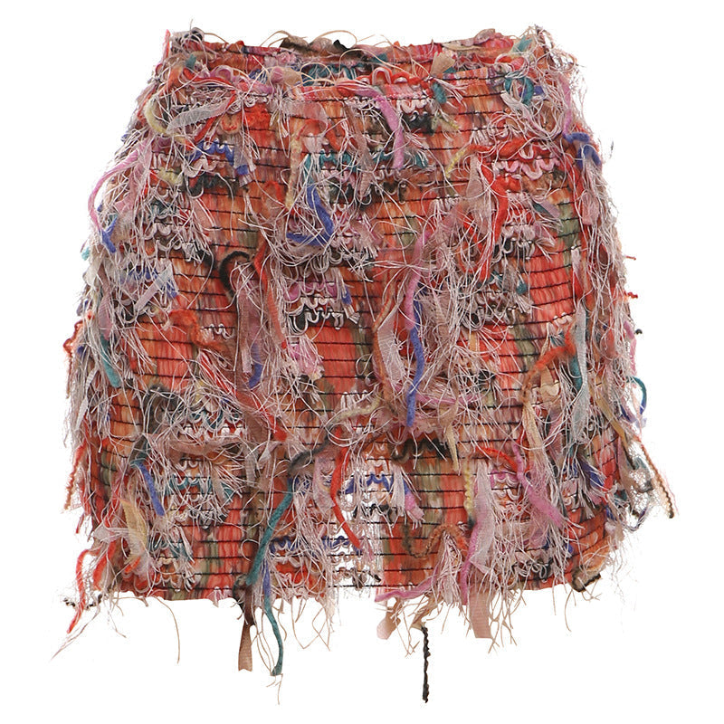 MARIA™ – Chic Fringe Detail High-Waist Mini Skirt