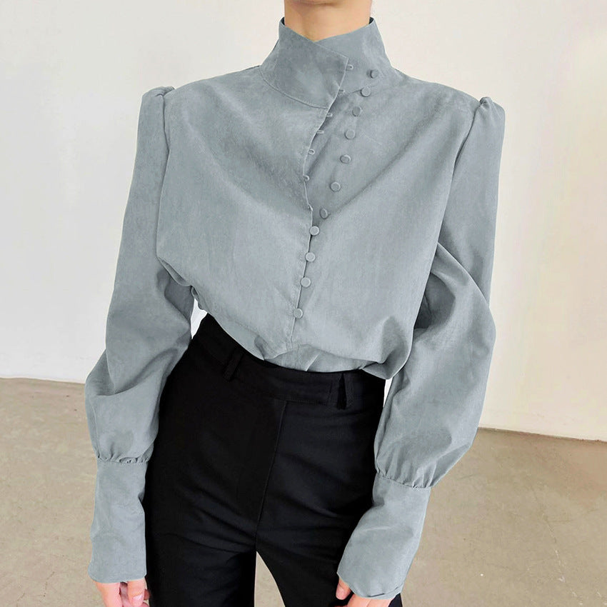 FADI™ - Classy Button Front Long Sleeve Blouse