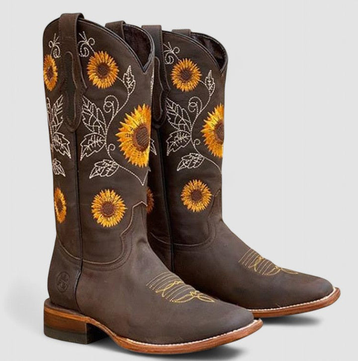 Savannah | Stivali Western con Ricami Floreali