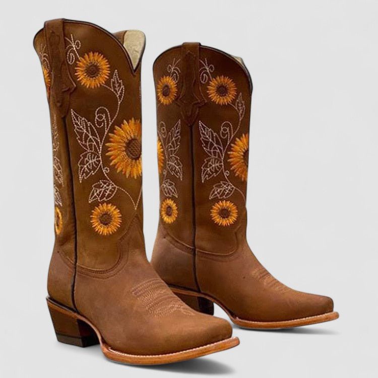Savannah | Stivali Western con Ricami Floreali