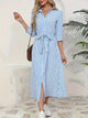 Odette | Blue Striped Button-Front Midi Shirt Dress