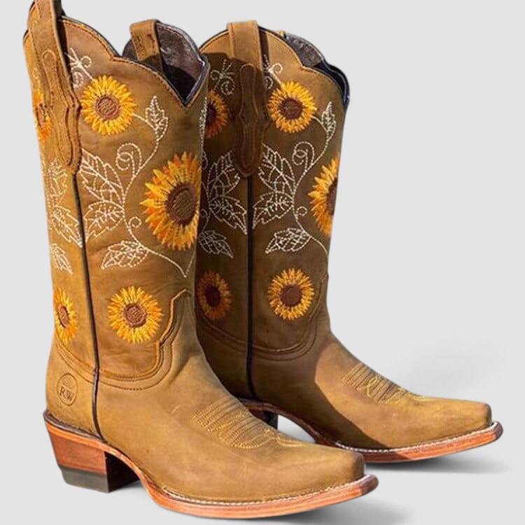 Savannah | Stivali Western con Ricami Floreali