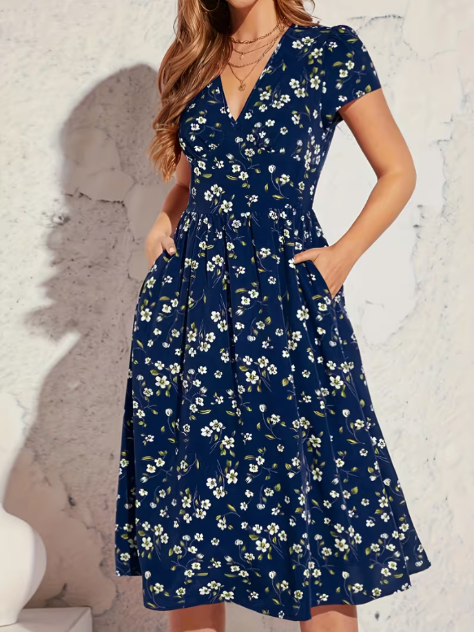 Elara™ | Flowy V-Neck Pocket Dress