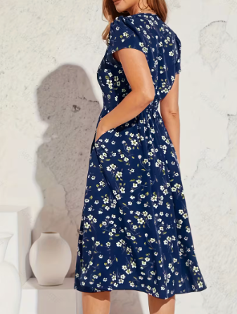 Elara™ | Flowy V-Neck Pocket Dress