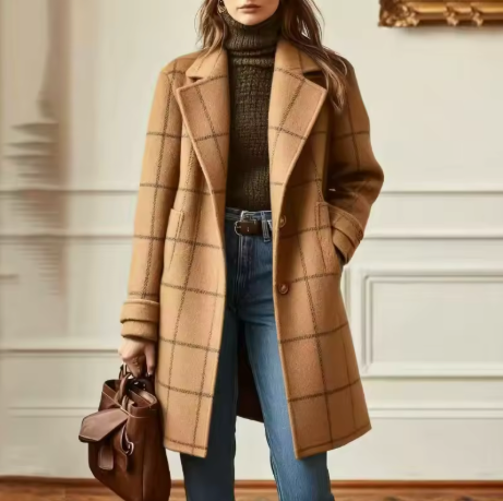 Elodie | Cappotto Autunnale Classico a Quadri