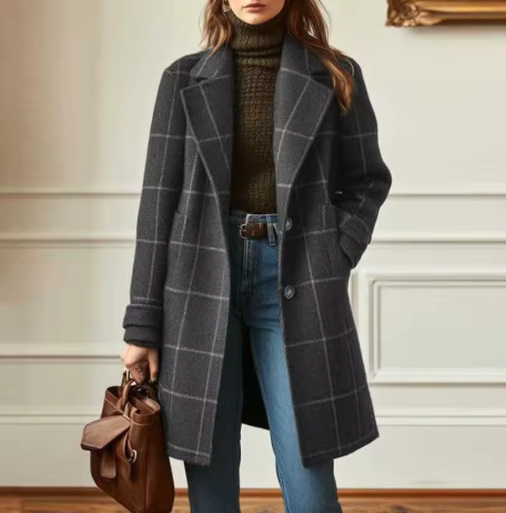 Elodie | Cappotto Autunnale Classico a Quadri