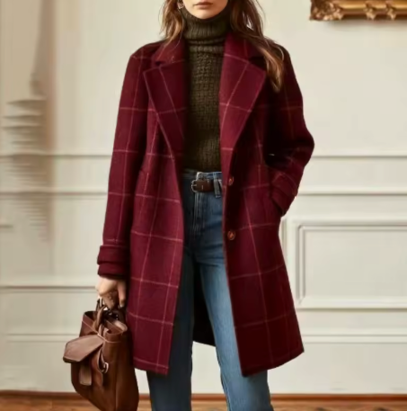 Elodie | Cappotto Autunnale Classico a Quadri