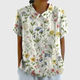 Wendy | Linen Floral Print Short Sleeve Collared Blouse