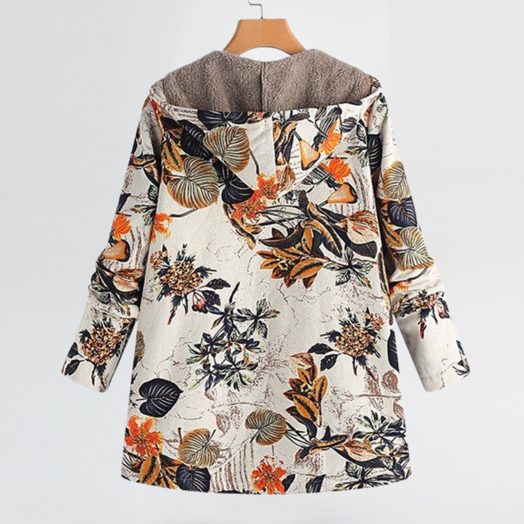 Rosalie | Giacca con Cappuccio Floreale Comoda dalla Vestibilità Morbida