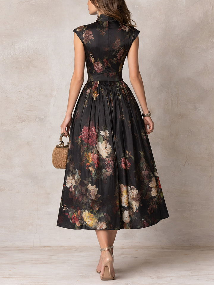 Serena | Abito Midi Satinato Plissettato Floreale