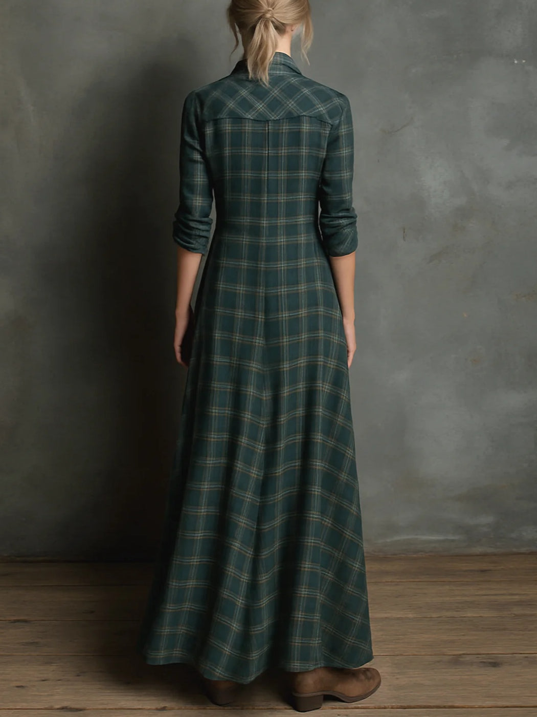 Harper | Green Checked Maxi Dress