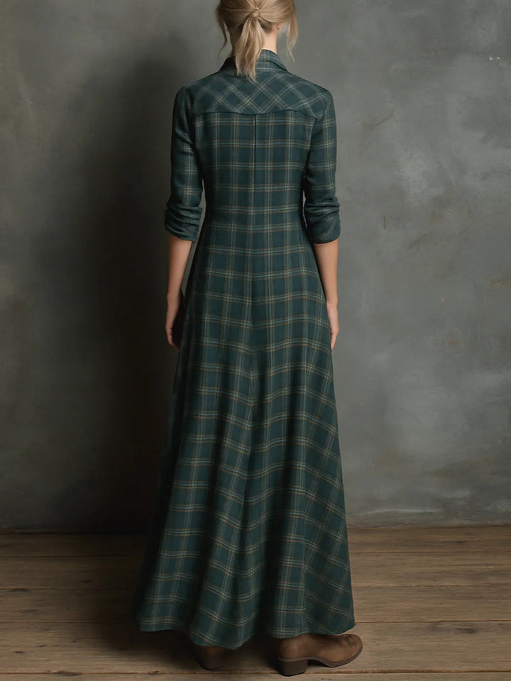 Harper | Green Checked Maxi Dress
