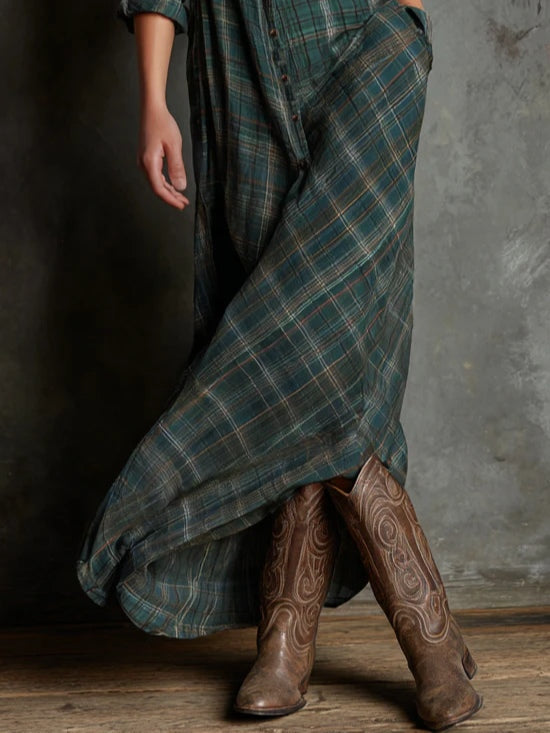 Harper | Green Checked Maxi Dress