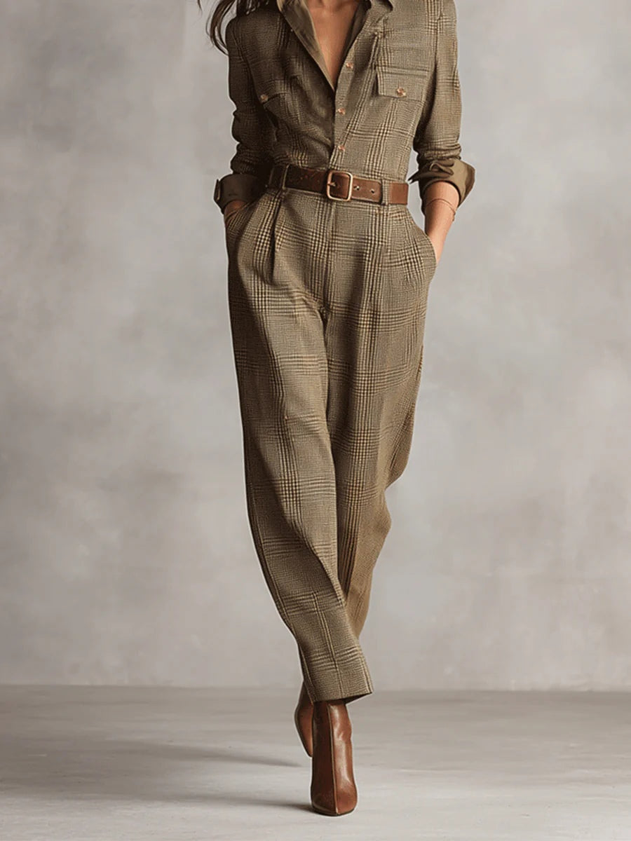 Anna | Completo Camicia e Pantalone a Quadri Monocromatico